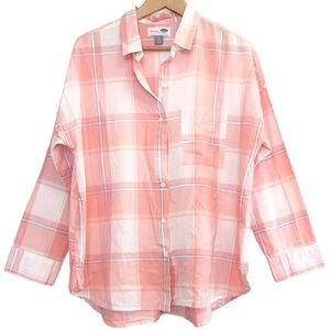🌈 6/$60, Old Navy Peach/Blue/White Plaid, Size XLP